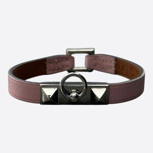 Hermes Pink Swift & Palladium Hardware Mini Rivale Bracelet